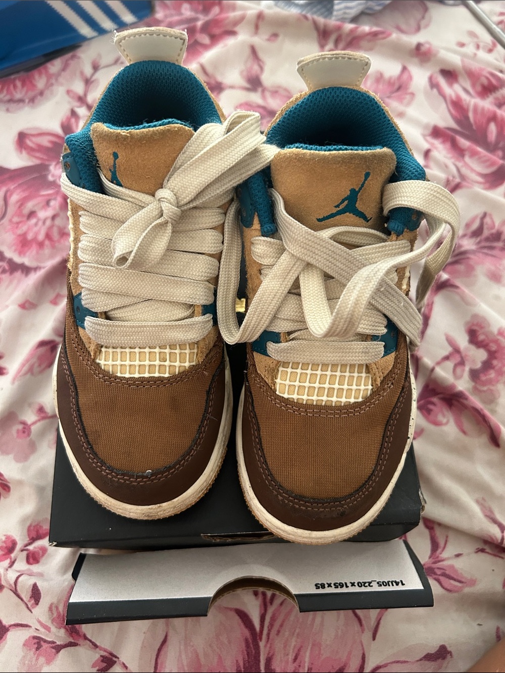 Jordan Kids Brown & Teal Retro-Style Basketball Sneakers